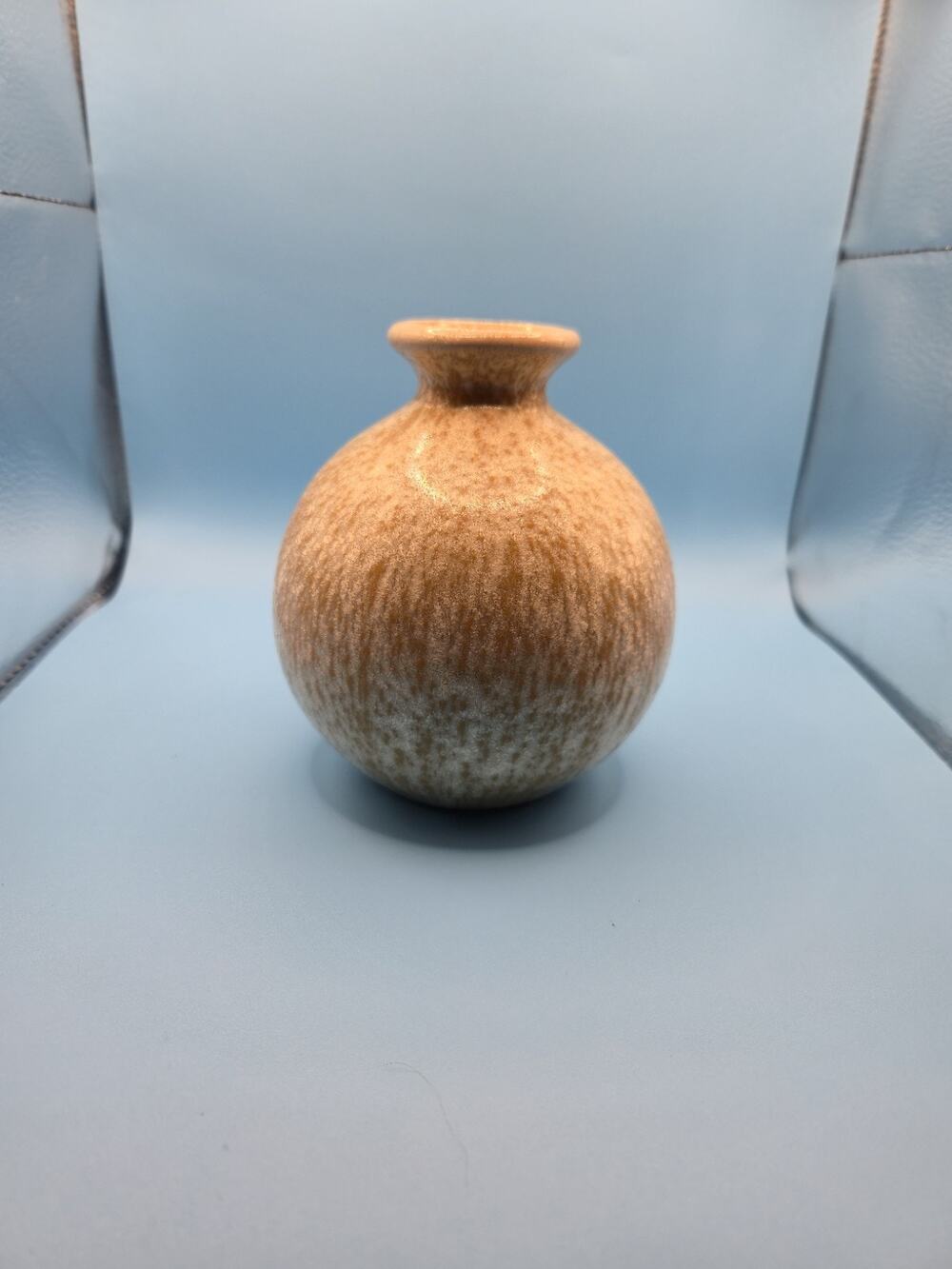 Vintage MCM Studio Pottery Bud Vase Speckled Haresfur Glaze Scandinavian Style